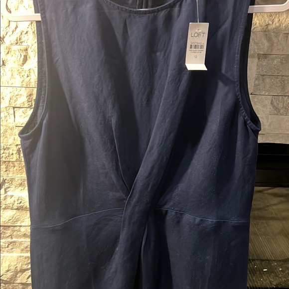 NWT LOFT Blue Linen Blend Sheath Dress size 12 - Picture 5 of 11